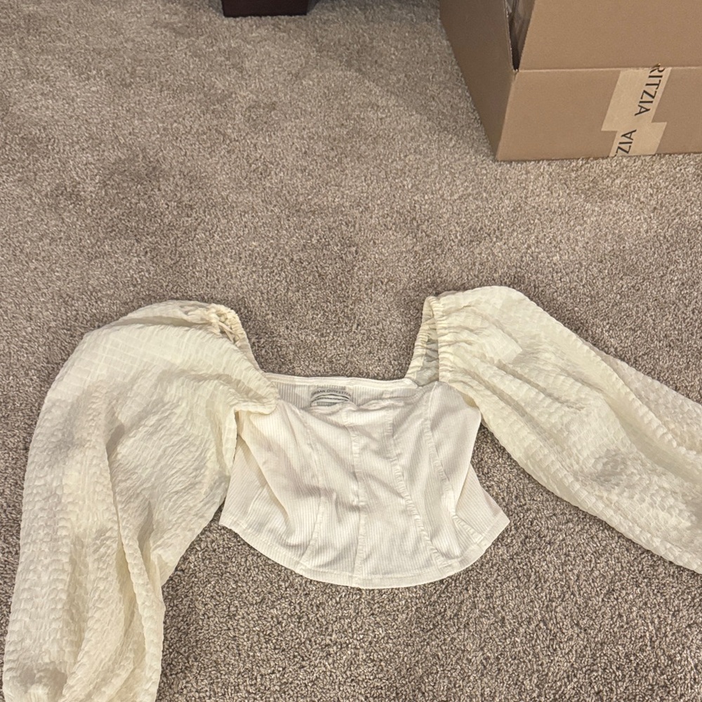 Urban Outfitters Cream Puff Sleeve Blouse